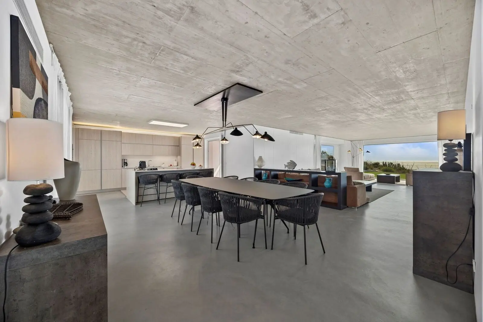 Dining room with a long table for twelve